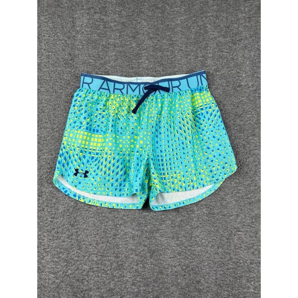 Under Armour Teal Blue & Lime Green Patterned Women's Running Shorts